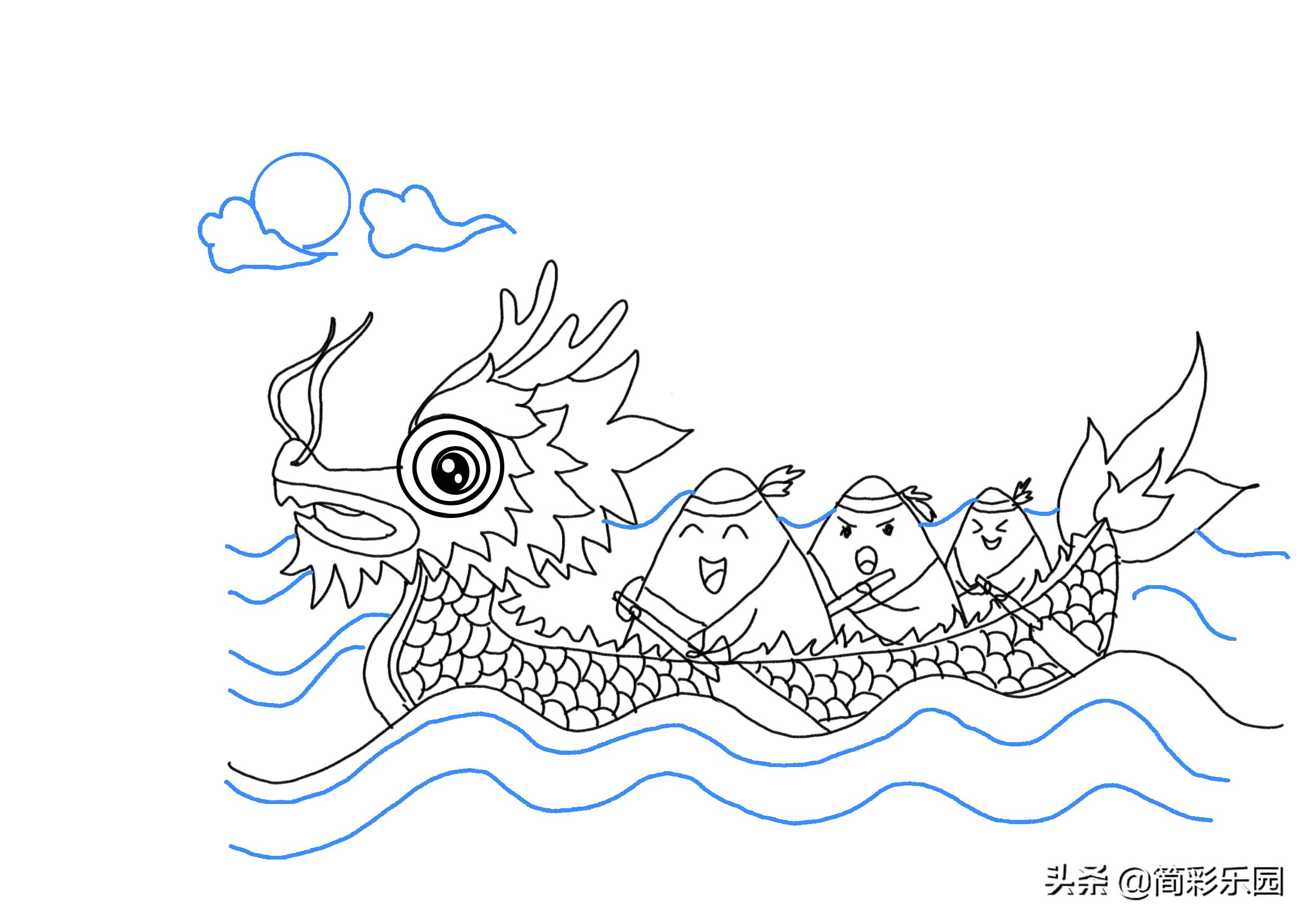 【大图】龙舟简笔画_简笔画_太平洋亲子网