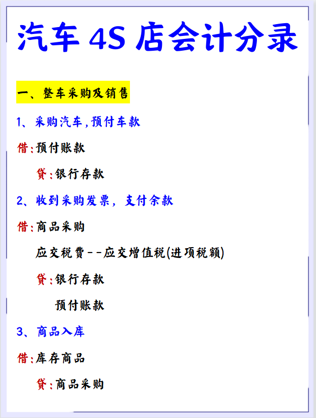 毕业就从事汽车4S店会计，钱多事少离家近真香！多亏这份分录大全