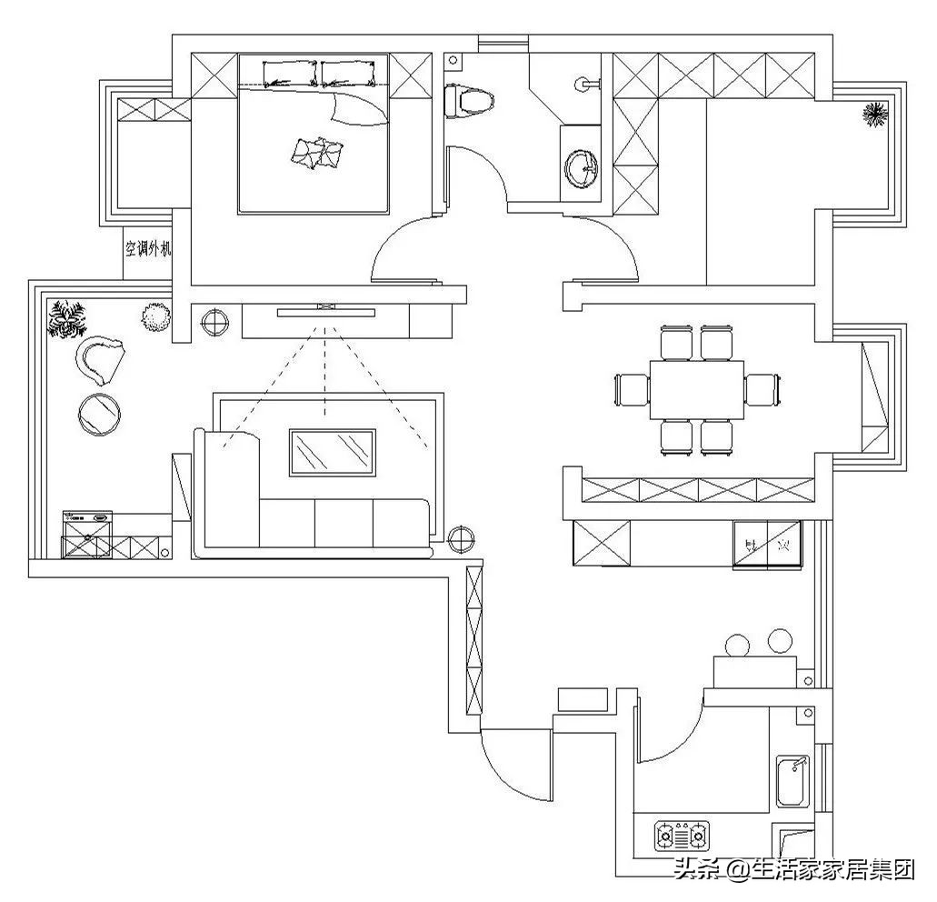 90㎡现代简约装修案例：设计师巧改细节，实现阳台、卧室实用变身
