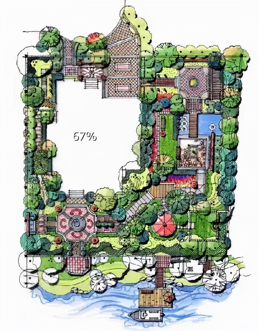 最全的園林庭院景觀設計（內附100張平面效果圖）