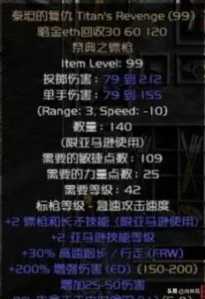 暗黑二各职业专属暗金装备汇总