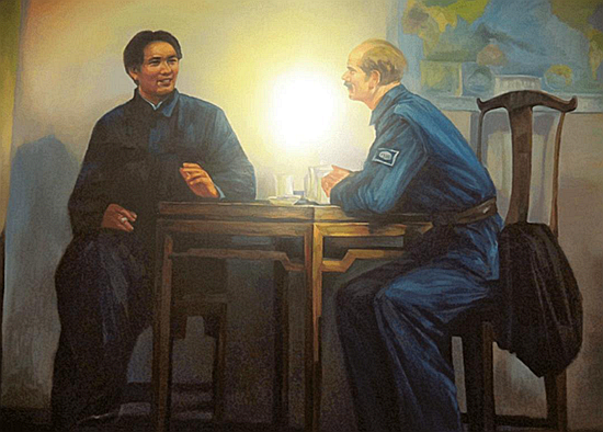 1938年毛主席接见白求恩，随后白求恩在日记中写下：这是一个巨人