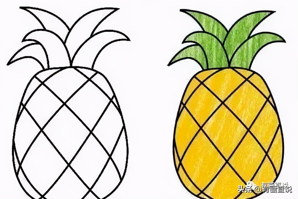 儿童画简笔画临摹素材52张：水果系列画法，收藏备用，在家学画画
