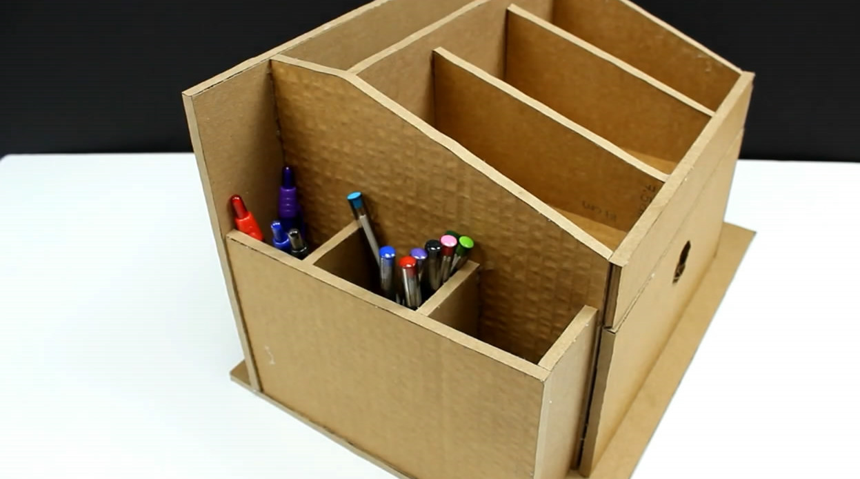 手工小课堂,带你学习如何用纸板制作多用途的收纳盒!