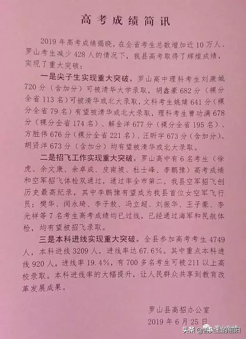 信阳高考哪家强，快来夸夸你县的教育水平吧