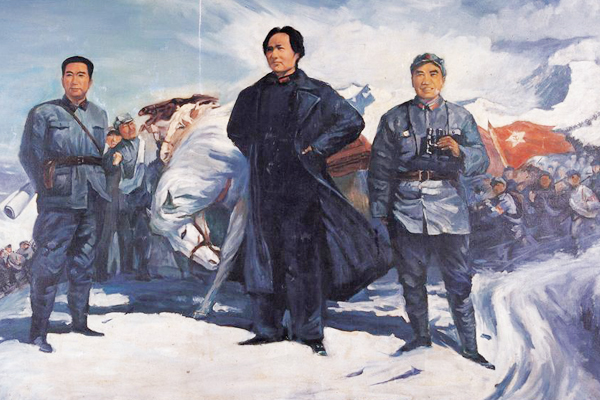 在长征的途中，毛主席为中国未来思考，三首《十六字令》随之而出