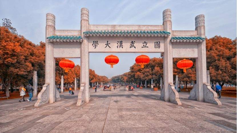 湖北各大高校校门展示，武汉大学牌坊近日被大车撞坏？