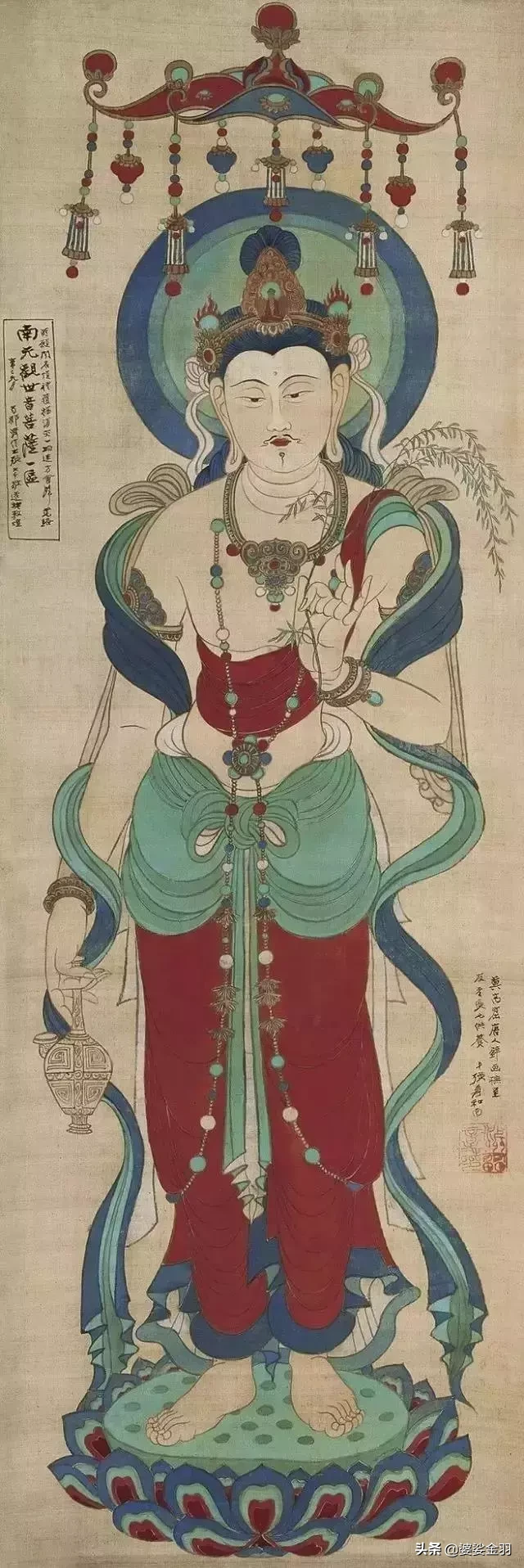 张大千临摹敦煌壁画作品高清图 带文字图解