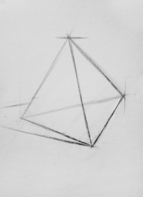 素描入门——三棱锥石膏几何体的画法