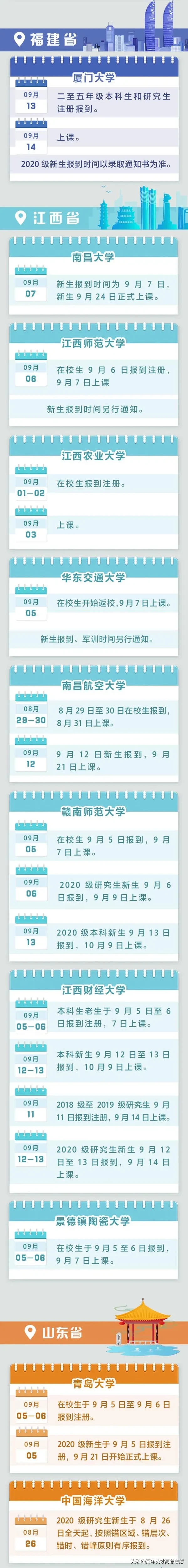 @大一新生！全国各高校开学时间定了 这三件事关乎大学四年