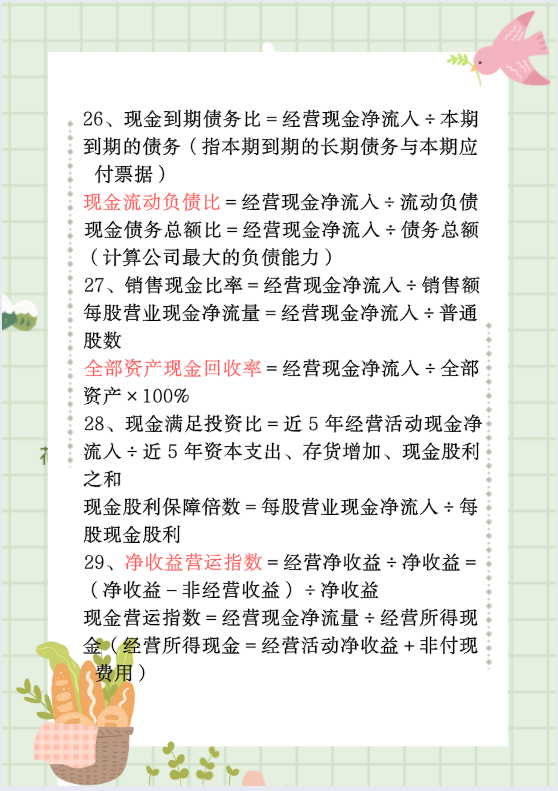21年中级财务管理110个分析公式汇总（报表、预测...）共11页速背