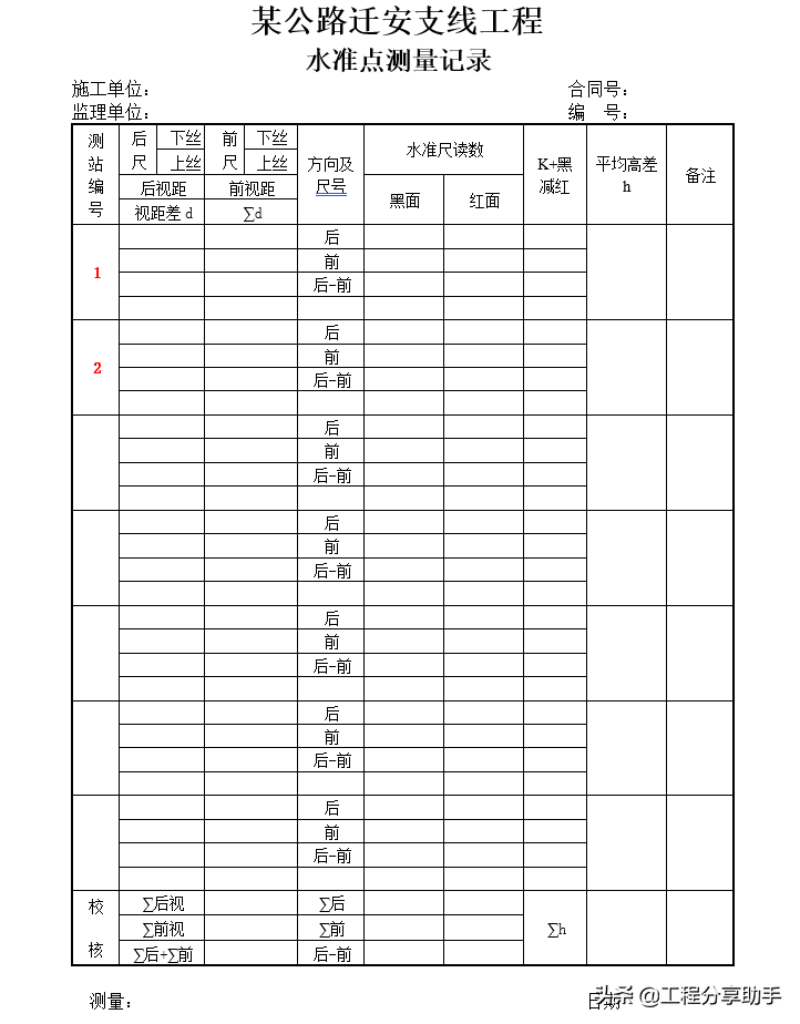 公路工程竣工结算全套范本，记录施工中各种信息，专门问师傅要的