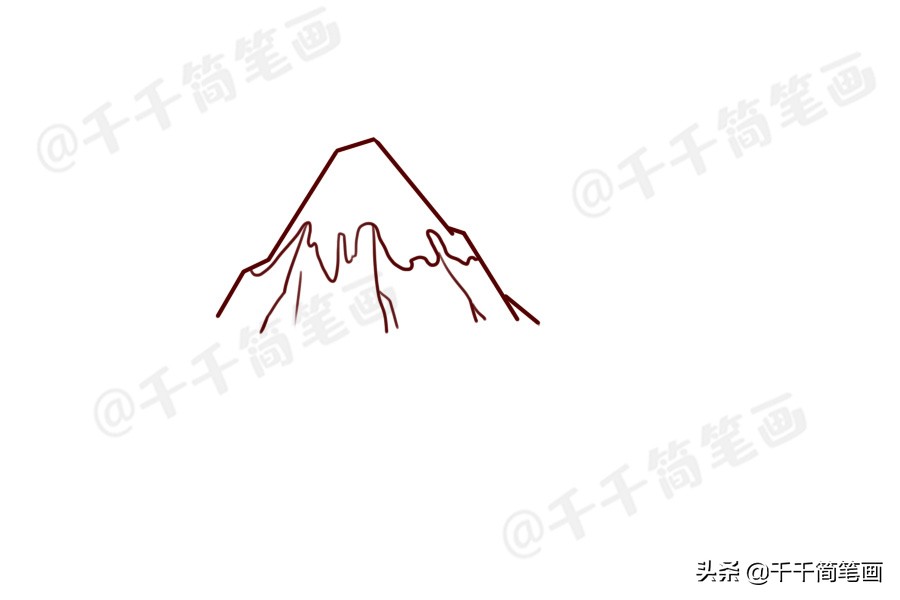 一组风景简笔画素材大全，山峰画法一学就会，哄娃必备