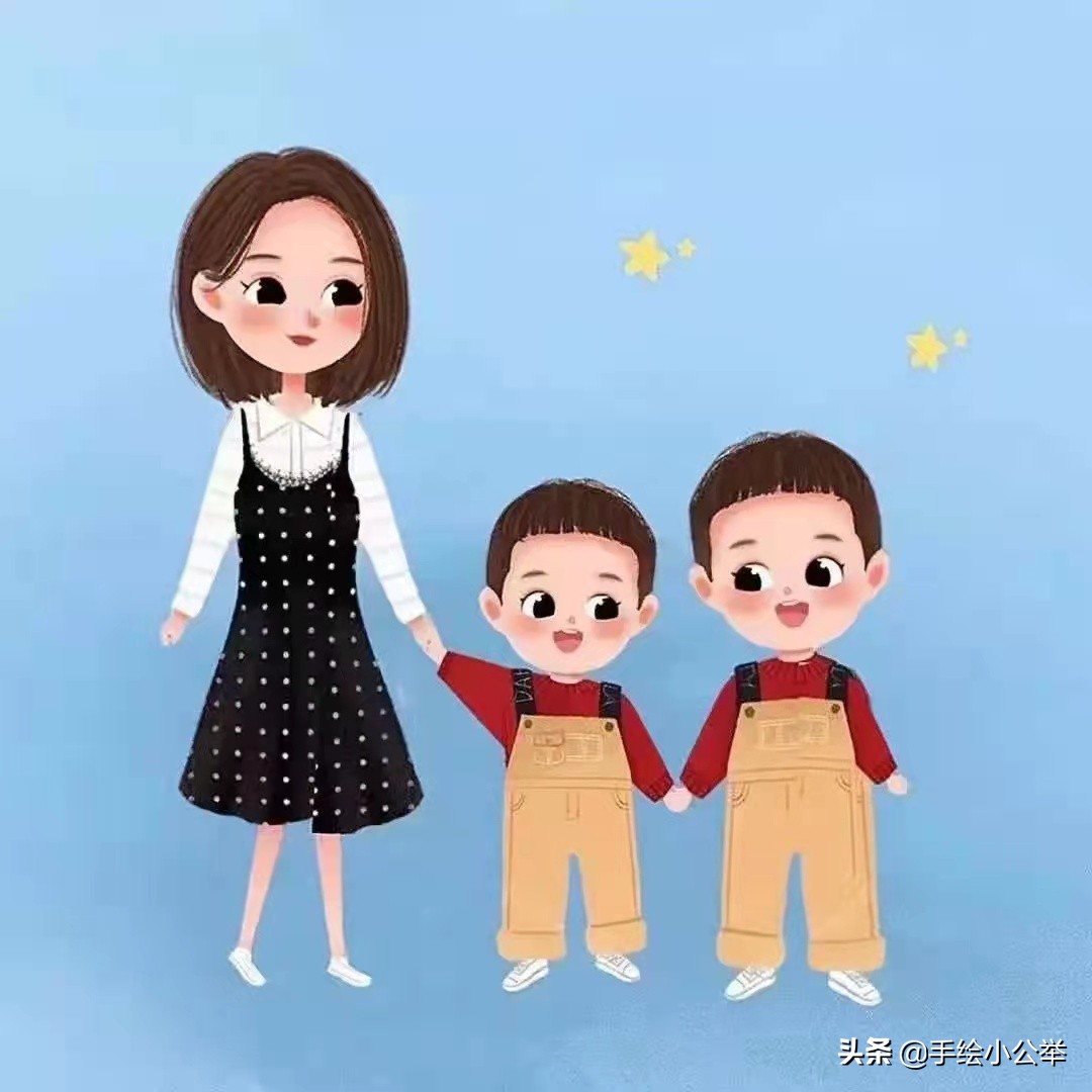 换个头像吧,喜气洋洋三口四口五口之家,亲子头像设计温馨幸福