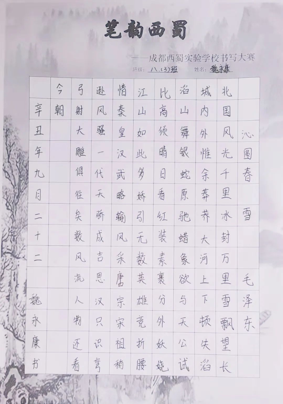 「必发365乐趣网投@比赛课程」规范书写巩习惯 翰墨飘香传经典