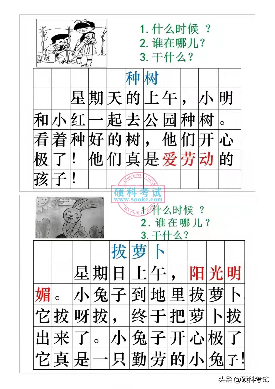 一年级语文《看图写话》15篇练习+范文及讲解，教会孩子看图写话