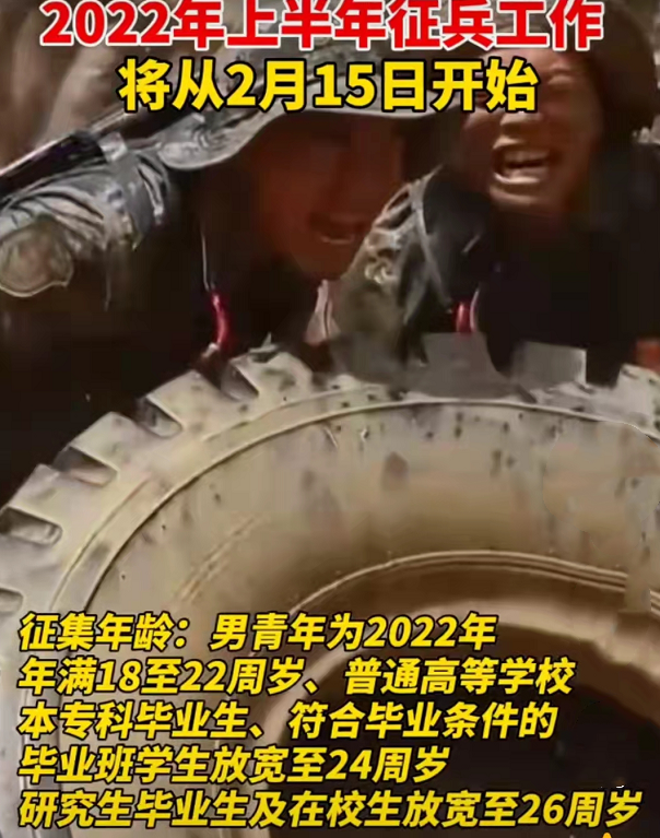 22年春季征兵即将开始，年龄限制有所放宽，部分应届生有优先权