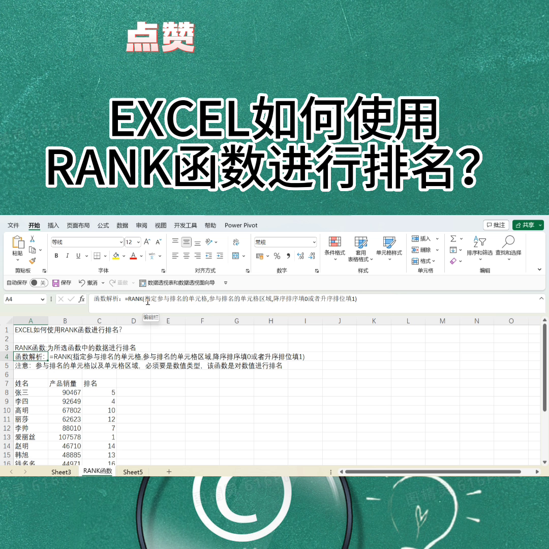 excel中如何使用rank函数排名(EXCEL如何使用RANK函数进行排名？排名)