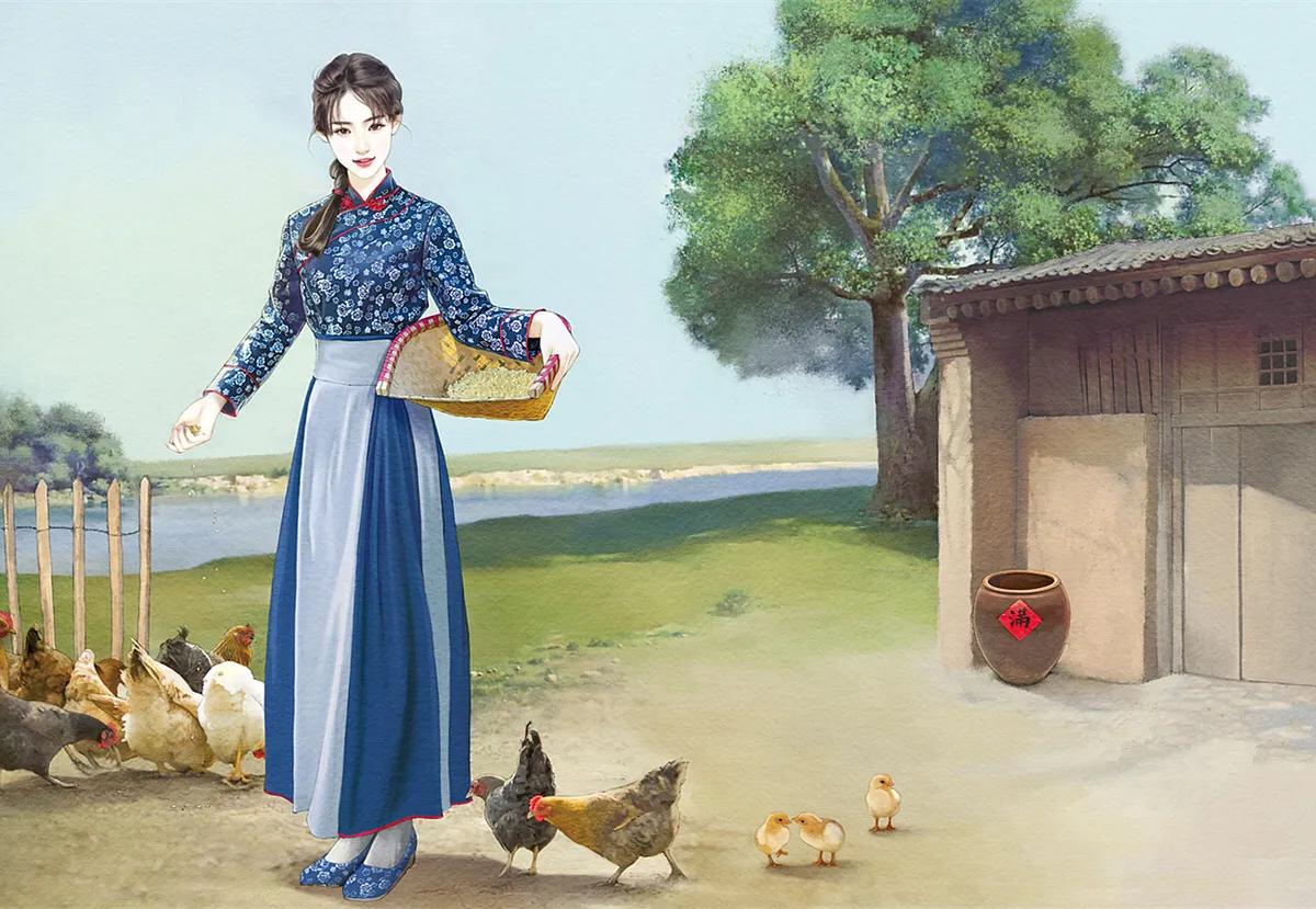 古代美女手绘图片(一组古早风的插画) - 赤虎壹号