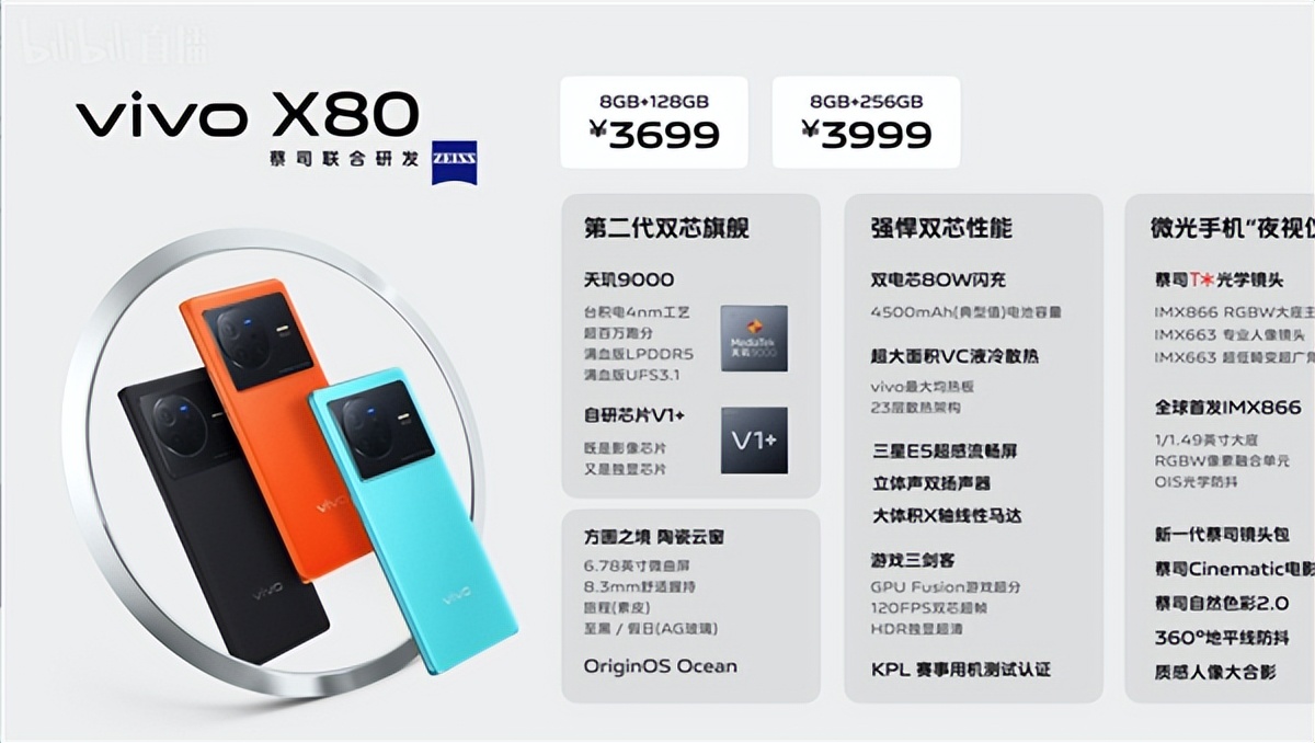 骁龙8及天玑9000双平台vivo X80系列、V1+芯片、vivo S15e发布