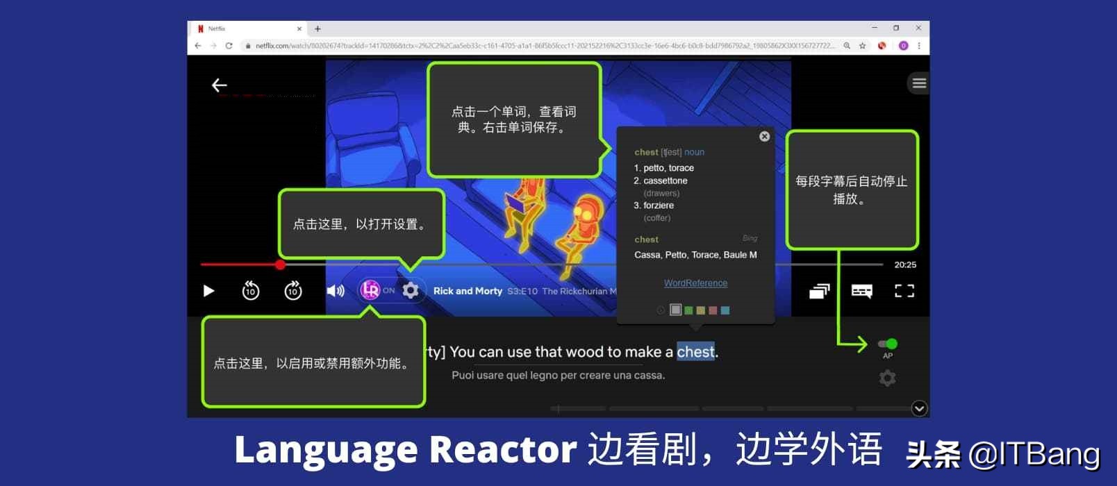 看剧学外语，支持在线视频、本地视频、任何带有字幕的视频