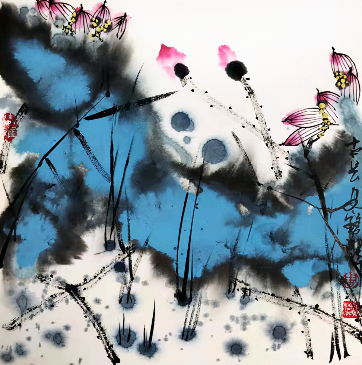 著名画家周宝麟：重彩泼墨荷花新作专题报道