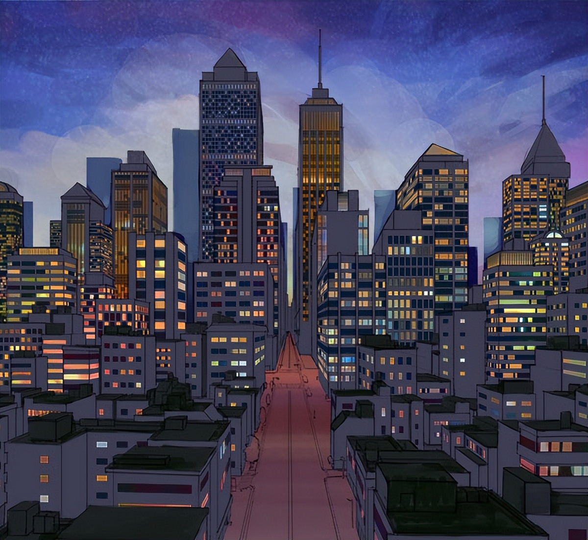 教你画简单的城市夜景