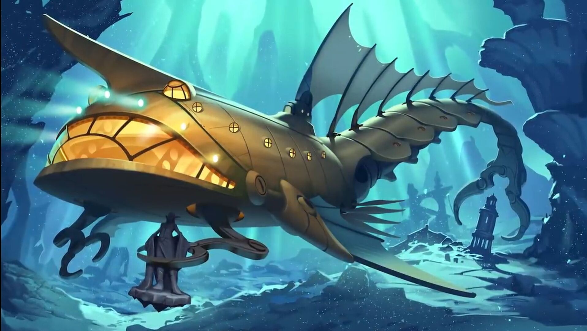 炉石传说新版本原画鉴赏：巨型生物威武帅气，虎鲸和海獭太可爱了