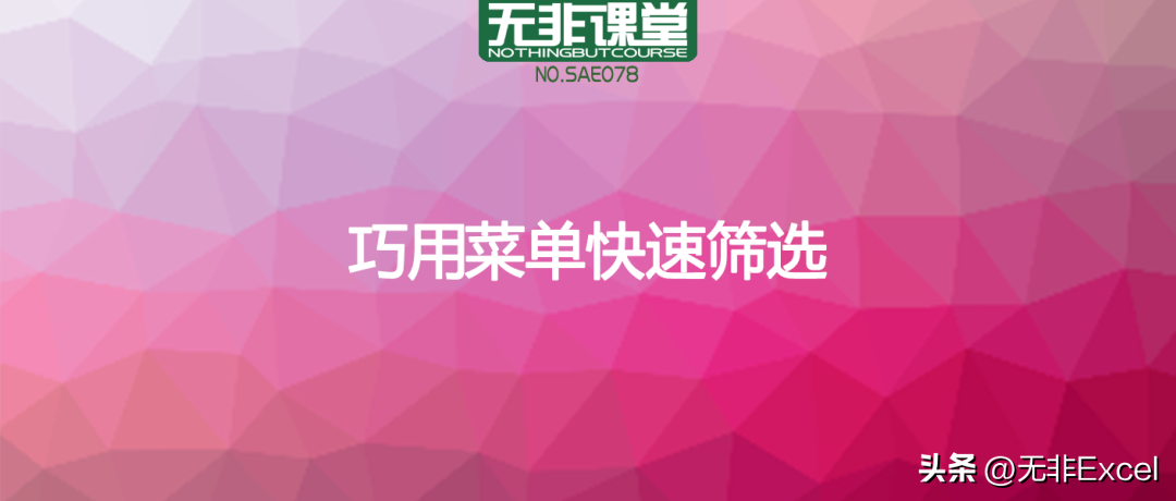 一般人肯定想不到，使用菜单快速筛选数据，好看又实用，简单易学