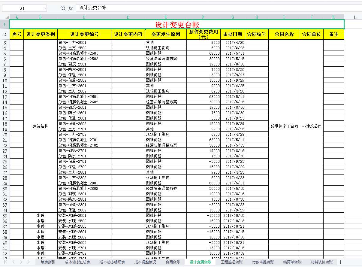 造价总监台账做得好，直接加薪2K！Excel工程成本动态台账系统牛