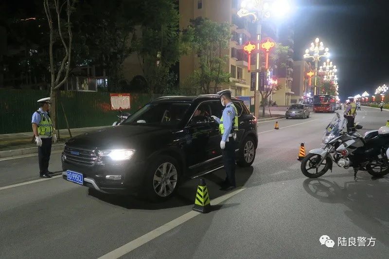 【百日行动 一线传真】陆良县公安局交警大队开展夜查专项行动 筑牢交通安全防线