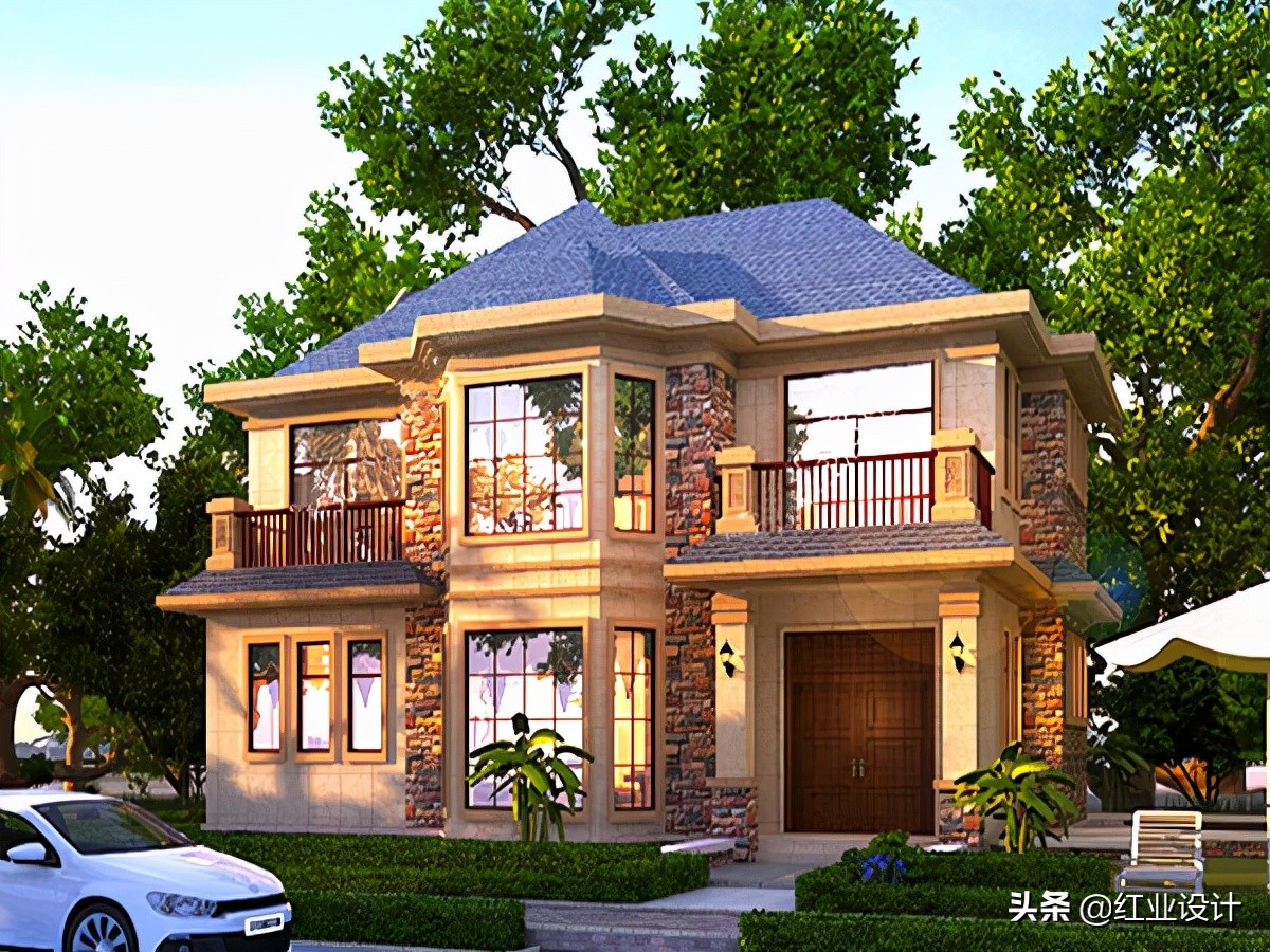 农村自建房复式楼空间才显大气，推荐5款，有挑高客厅与旋转楼梯