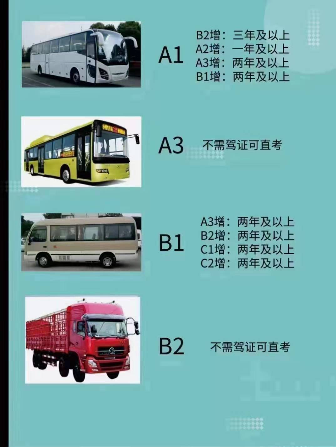 駕駛證a1a2a3b1b2車型報考要求