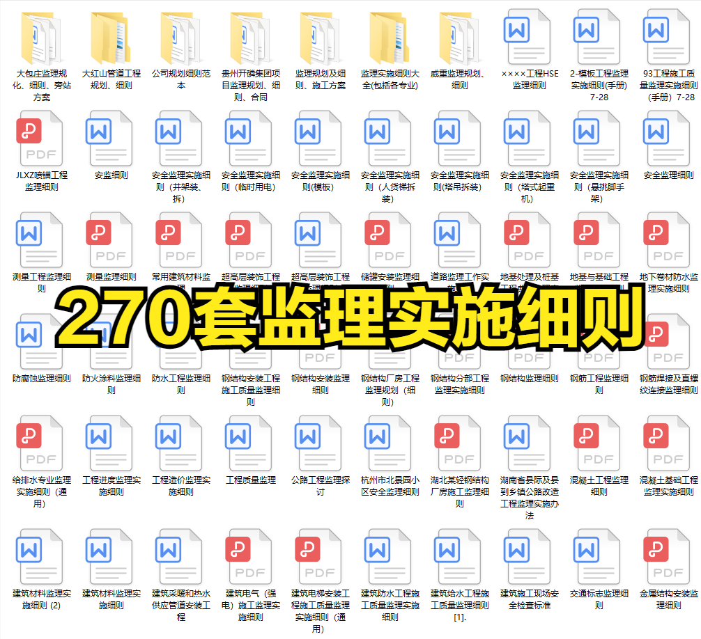 这270套监理实施细则太全面了，内容详实，监理工作流程一目了然