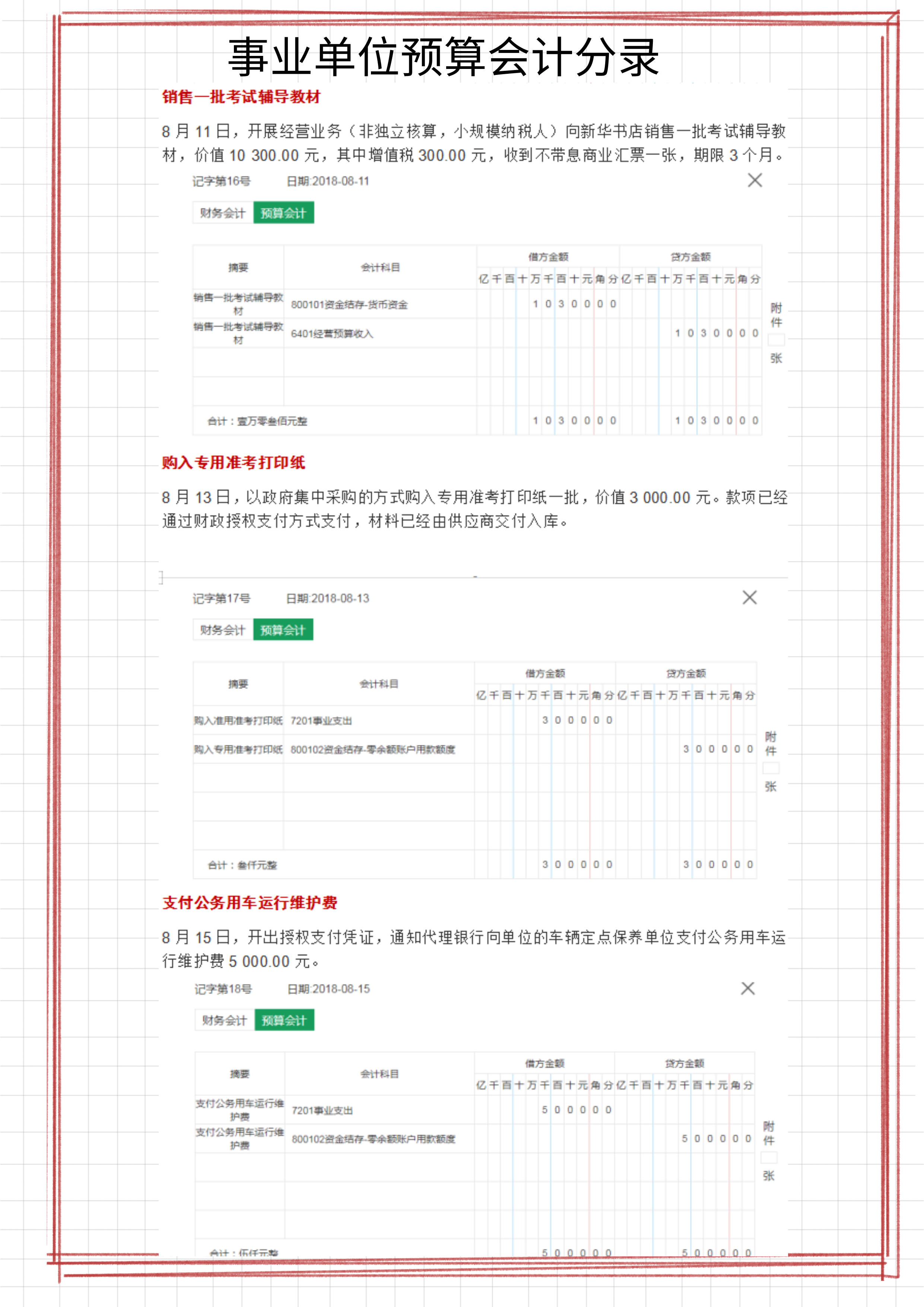事业单位会计都在用：事业单位会计分录，附96笔账务处理的案例