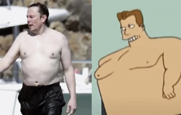 马斯克冷白皮大肚腩辣眼睛！嘲比尔盖茨身材不好的他，原来是垫底