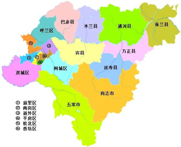 目前,哈尔滨共下辖9个市辖区,2个县级市,7个县,共18个县级行政区.