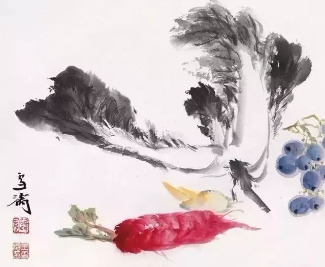 国画大师笔下的红萝卜，个个真水灵