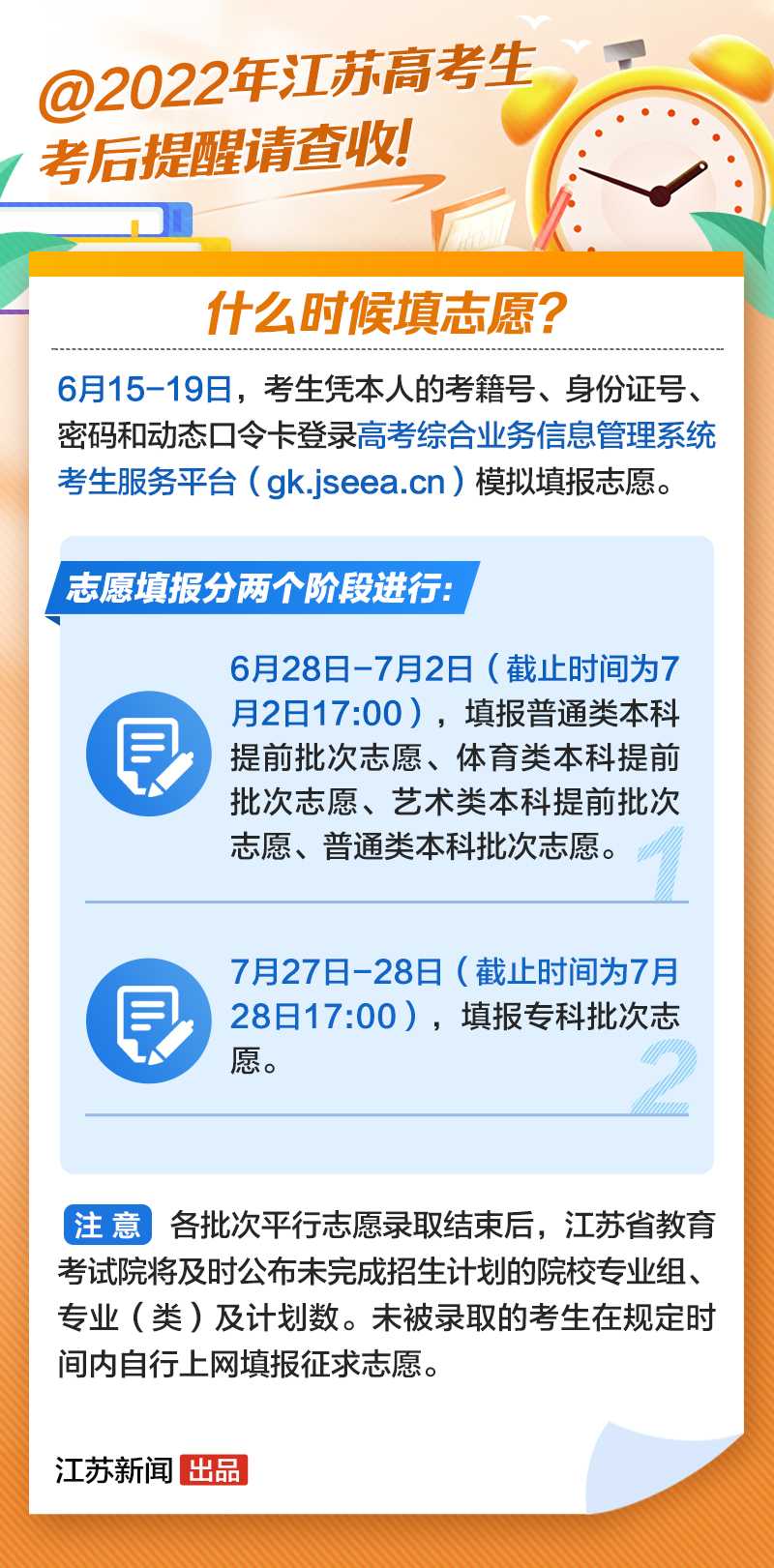 事关查分和填志愿！这份江苏高考考后提醒请查收