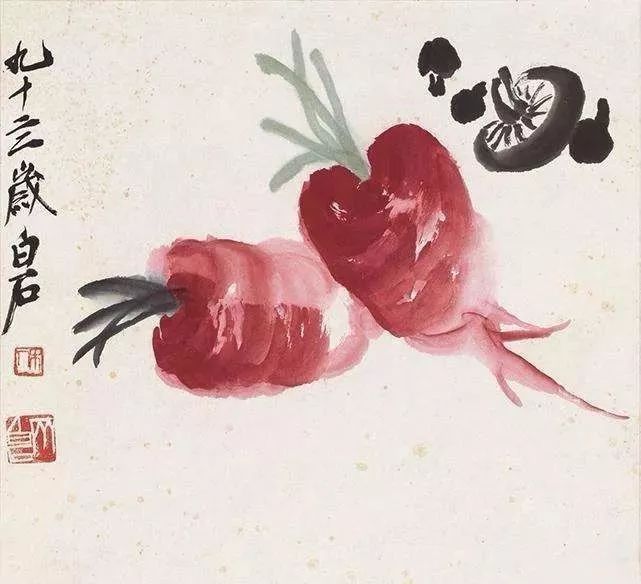 国画大师笔下的红萝卜，个个真水灵