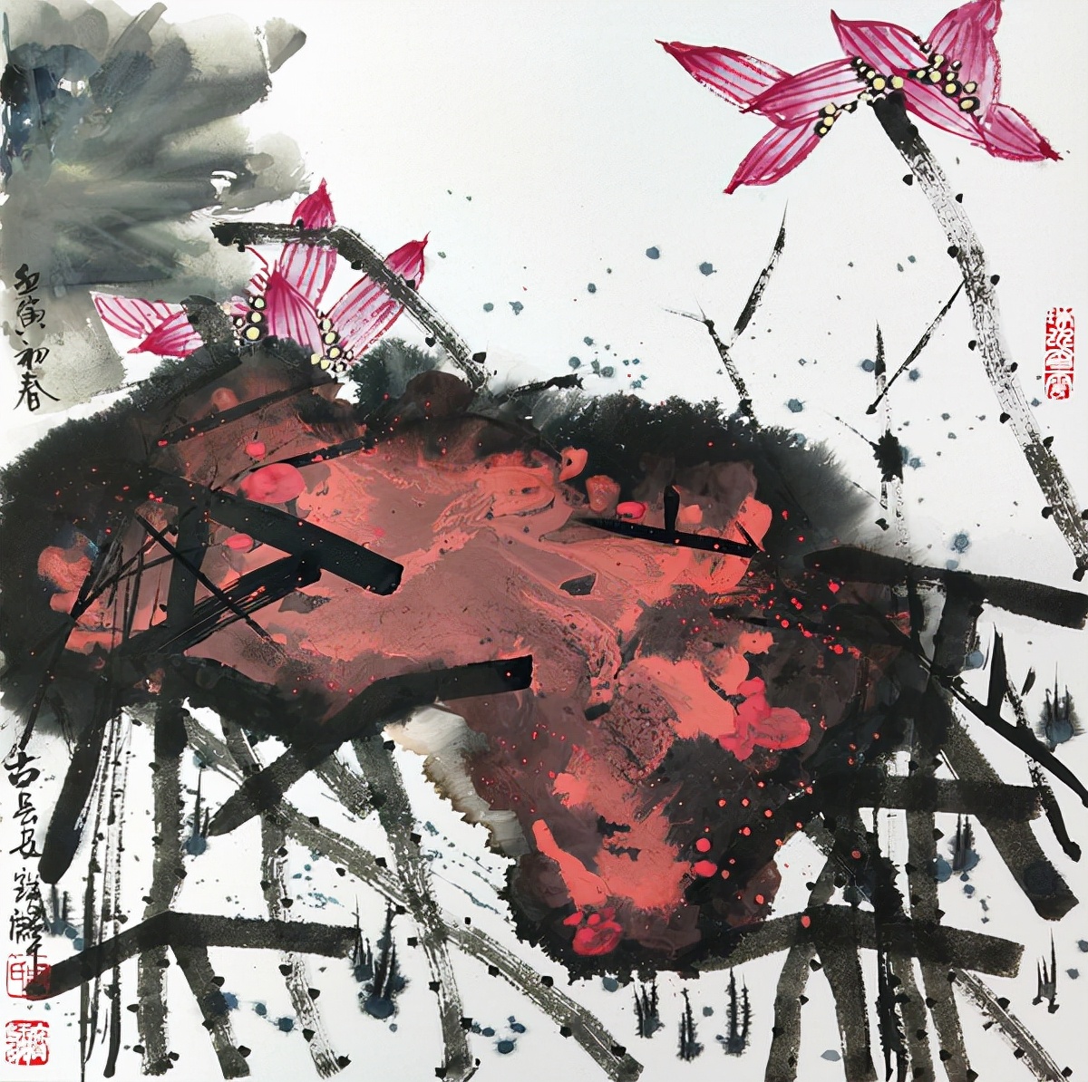 著名画家周宝麟：重彩泼墨荷花新作专题报道