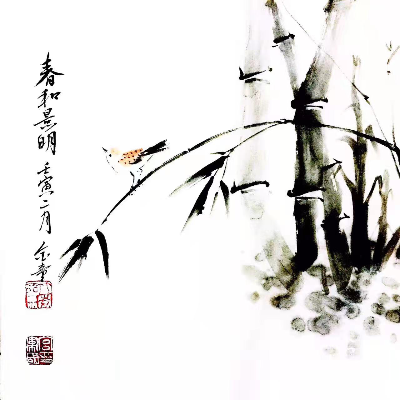 宫卫国书画作品欣赏——喜鹊报春 作者：宫卫国（金童）