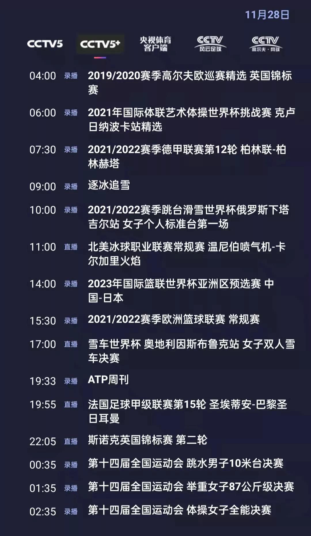 亚预赛直播(央视体育今日节目单：篮联世界杯-亚预赛(日本-中国)，央5直播)