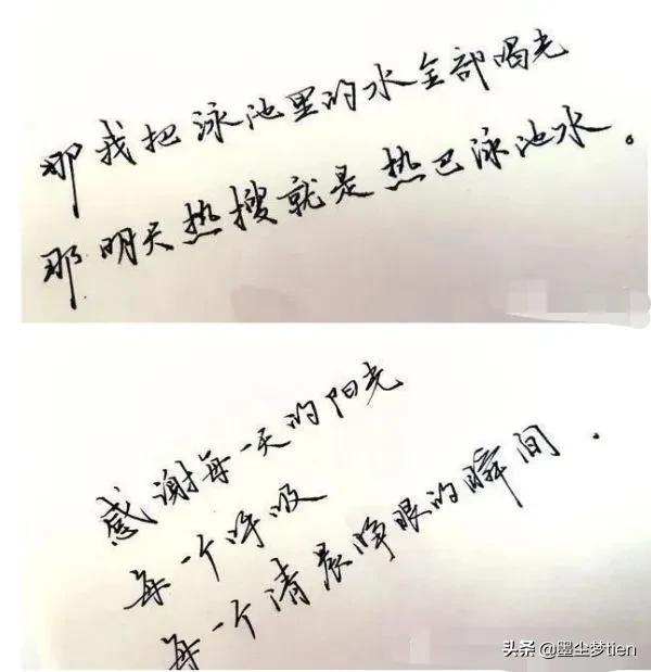 有种意外叫热巴的字迹，字迹规整飘逸，连在一起却让人惊艳