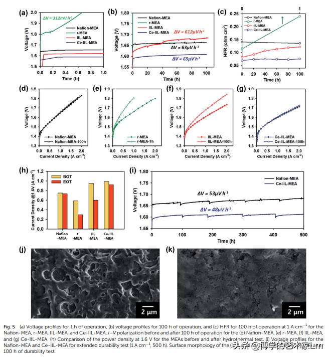 嵌入联锁界面层的自由基清除剂增强聚电解质水电解的耐久性