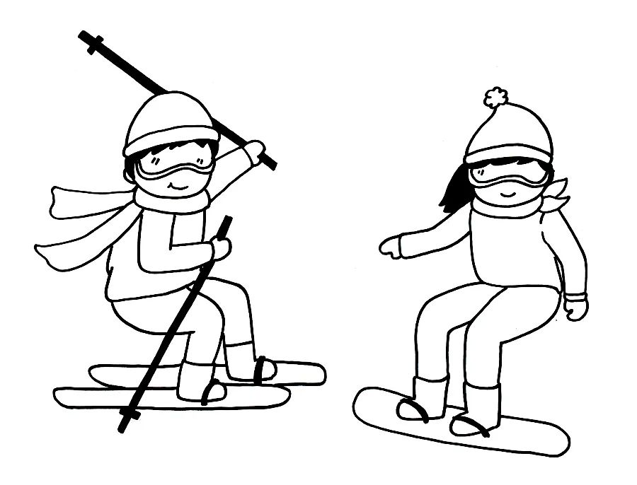 小朋友滑雪简笔画图片