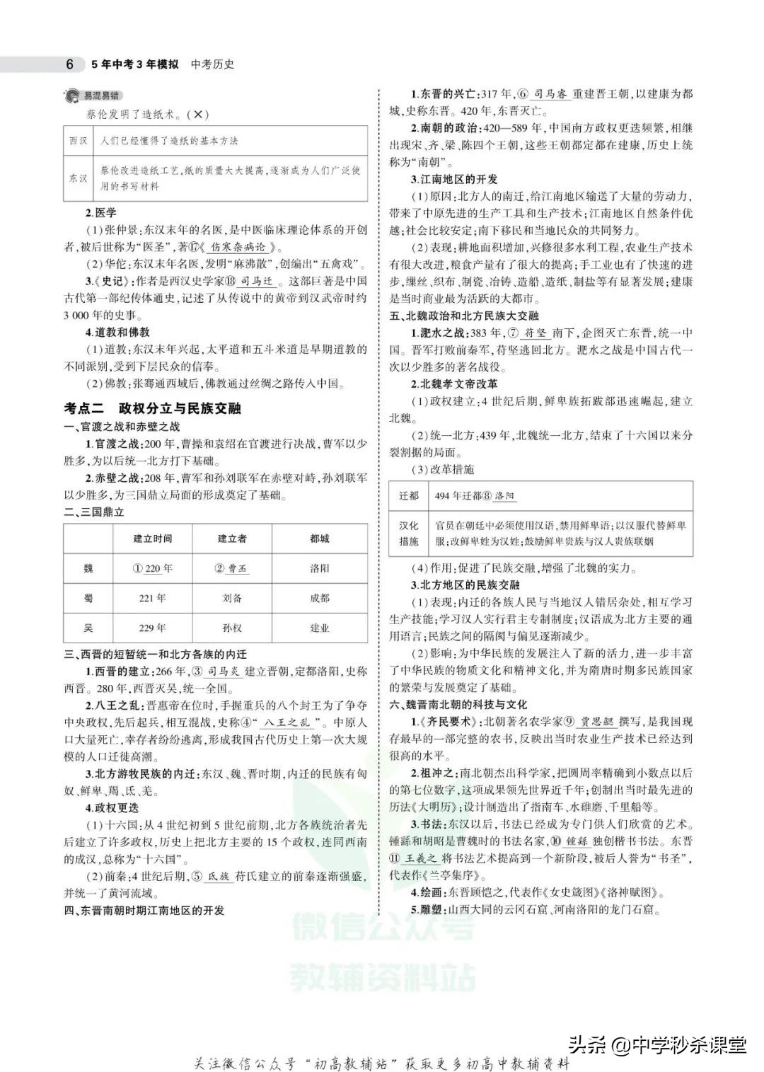 《5年中考3年模拟》中考历史全国版电子版可下载打印