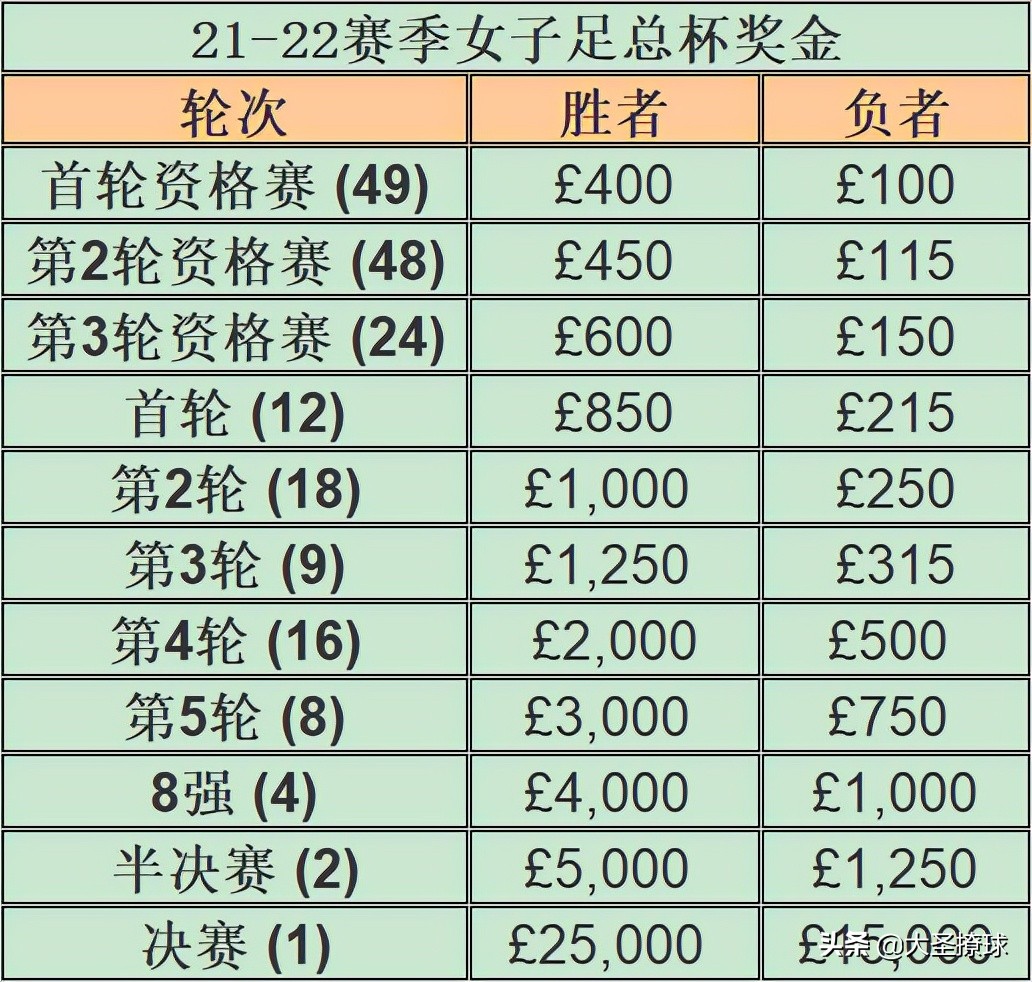 英足总杯奖金是多少(英格兰足总杯同工不同酬：男足和女足的奖金差距有多大？)