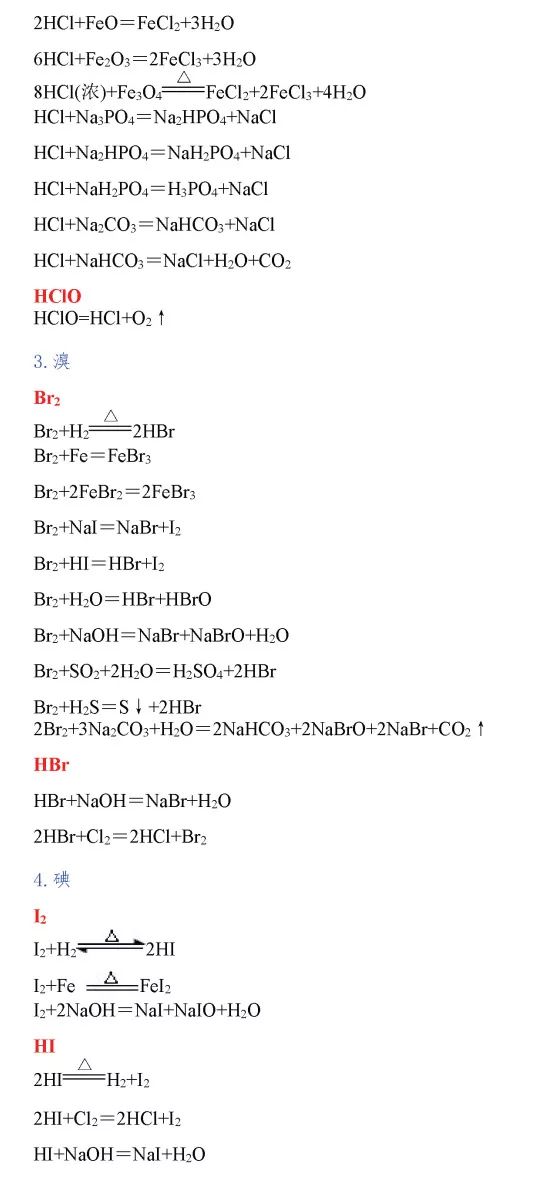 高中化学：超全化学方程式汇总，赶紧保存