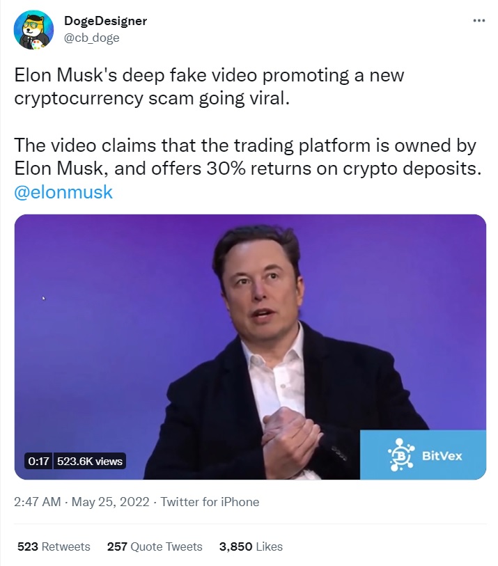马斯克带你炒币躺赚大钱？几段粗糙的假视频，在国外骗了上亿美金